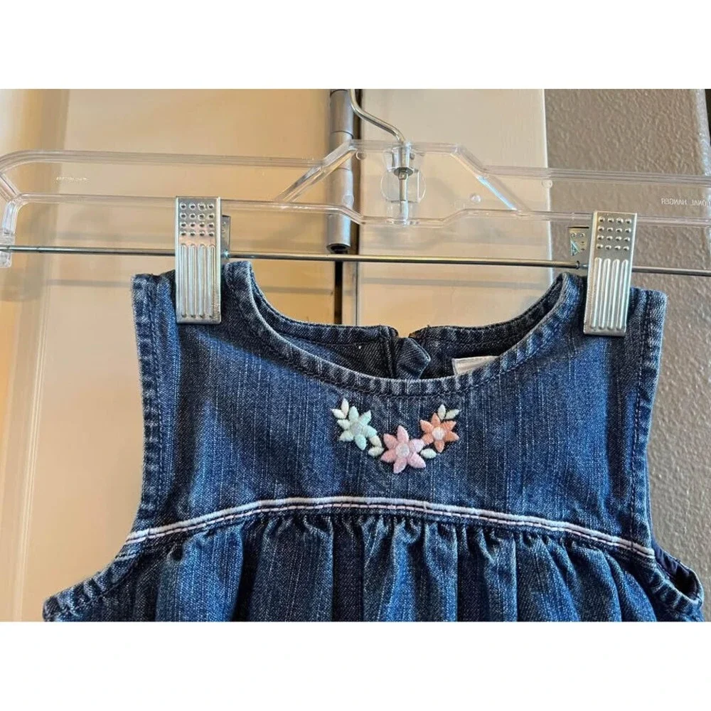 Darling Gymboree Denim Embroidered Pastel‎ Hearts Flowers Dress/Jumper-Size 2T